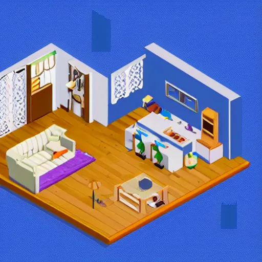 Prompt: isometric view, household, videogame style