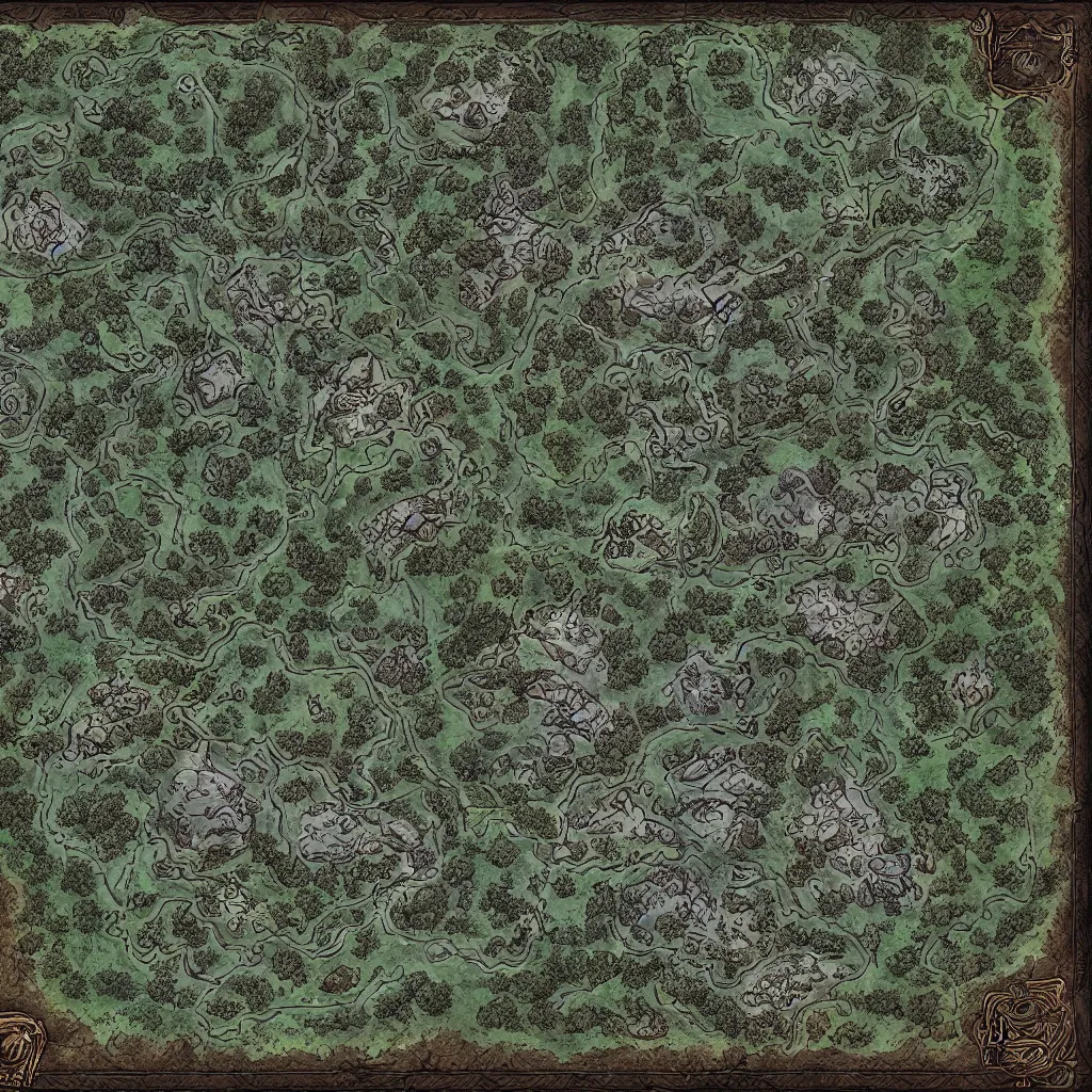 Image similar to a ttrpg map of a moonlit clearing in the woods, gridless, beautiful, 8 k, high quality digital art
