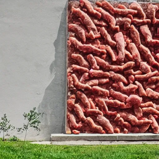 Prompt: a wall made out of meat and flesh