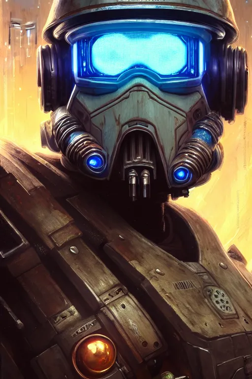 Image similar to character portrait closeup harrison ford cyberpunk starcraft terran bioshock warhammer 4 0 k space marine stormtrooper, character design, painting by gaston bussiere, dan mumford, moebius, katsuya terada, frank frazetta, tom of finland, trending on artstation