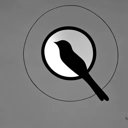 Image similar to bird with circle around it by karl gerstner, monochrome black and white, symmetrical, flat, centered, satisfying, award winning, 8 k scan