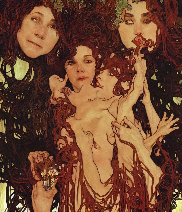 Image similar to Beautiful Horror Movie Poster made for the film Silent Night Deadly Night 2 (1987), oil painting by Alphonse Mucha and Gustav Klimt, trending on artstation dramatic lighting hyperrealism 8k