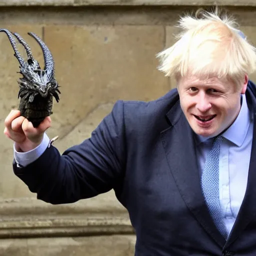 Image similar to boris johnson riding a dragon