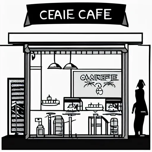 Prompt: vector drawn minimalistic line portrait of cannabis cafe, isometric, ink, digital art, shading layer complete