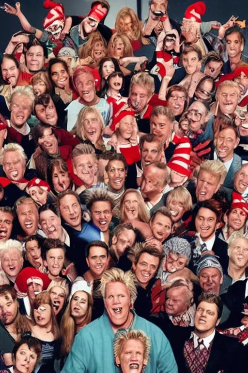 Prompt: where's waldo, waldo is gary busey