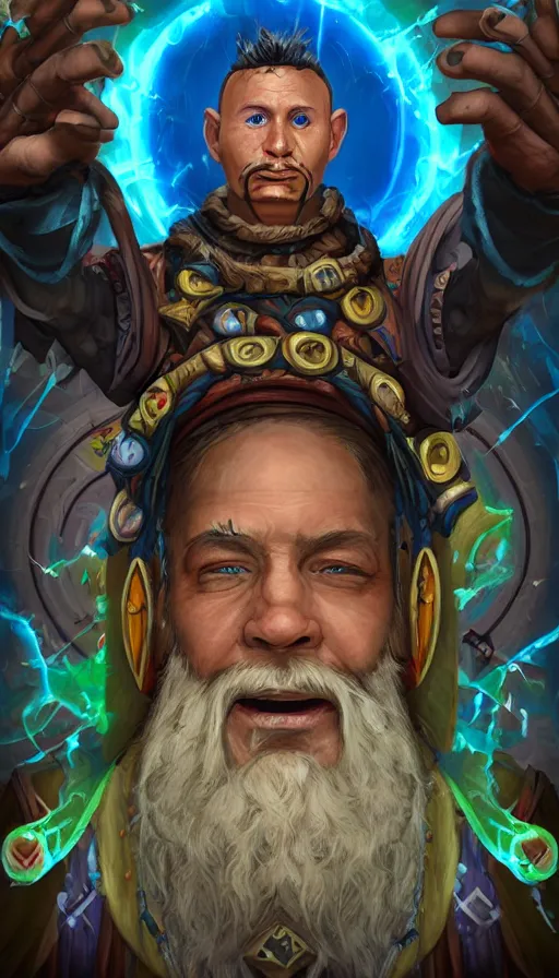 Image similar to portrait of a digital shaman, from hearthstone