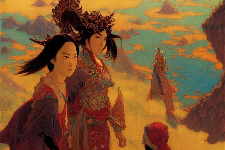 Image similar to tales of earthsea, ming dynasty, painting by gaston bussiere, craig mullins, j. c. leyendecker, tom of finland