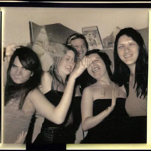Prompt: polaroids from a college party in 2 0 0 2