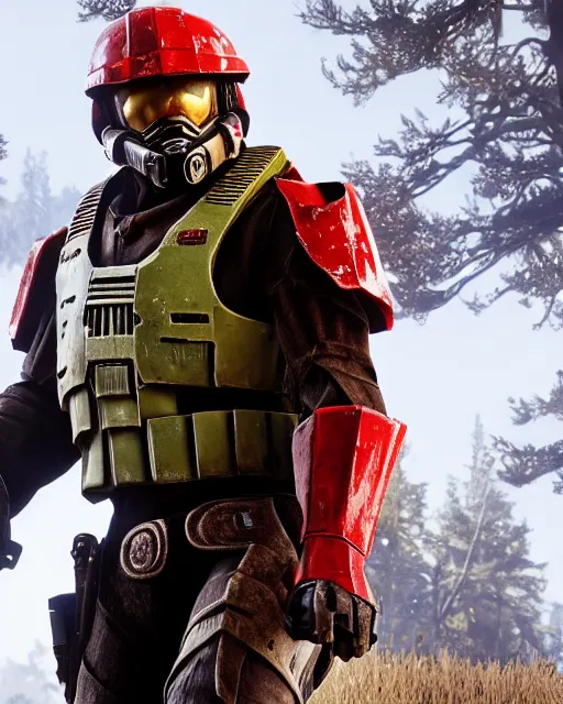 Prompt: master chief in red dead redemption 2, cinematic, photorealistic