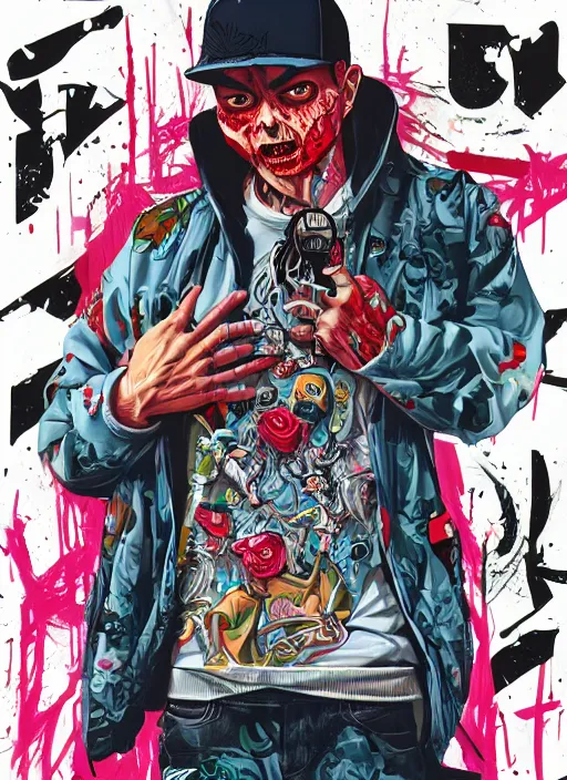 Image similar to zombie full body hiphop streetwear drip, tristan eaton, victo ngai, artgerm, rhads, ross draws