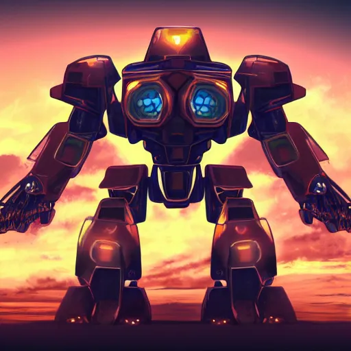 Prompt: a mecha warrior robot designed to look like a tank, digital art, transformer, reflective, 4 k