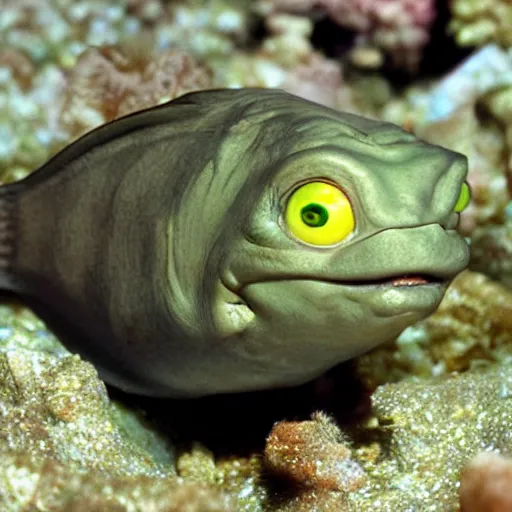 Image similar to gollum - faced fish