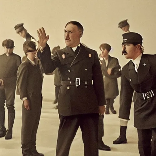 Image similar to hitler performing with bts