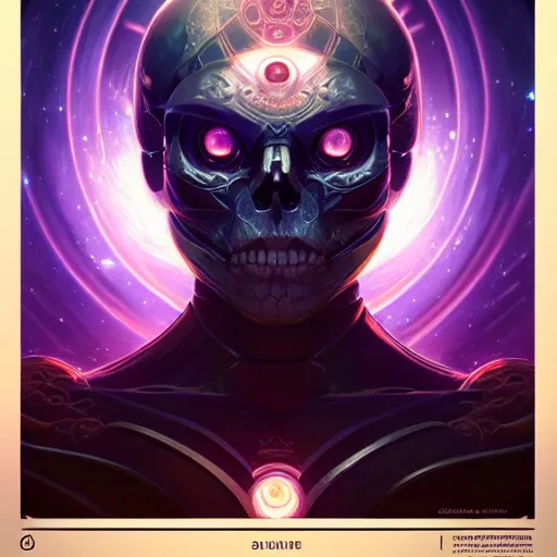 Prompt: symmetry!! portrait of galaxy! skull warrior, glowing eyes!! intricate, elegant, highly detailed, digital painting, artstation, concept art, smooth, sharp focus, illustration, art by artgerm and greg rutkowski and alphonse mucha