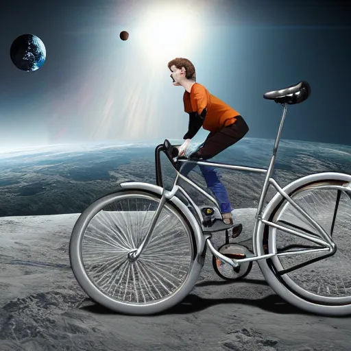 Prompt: planetary bicycles for travelling through space, global illumination