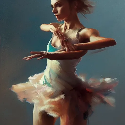 Image similar to oil painting dancer woman with dancer men, herb rose, by greg rutkowski, artstation