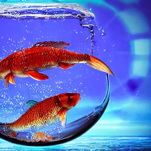 Prompt: carp in a fishbowl, real photo