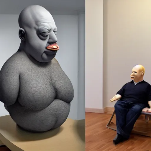 Image similar to ron mueck sculpture of homer simpson