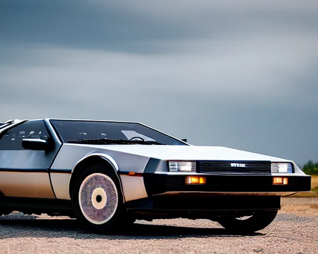 Image similar to new prototype delorean, dslr