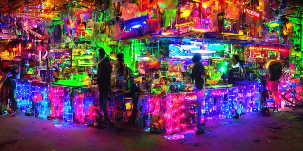 Image similar to edible rgb lights being sold at a road side stand, cyberpunk, high quality, ue 5.