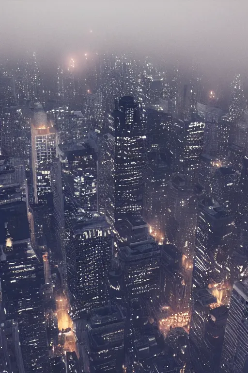 Image similar to night city without lights in fog, tall buildings, high details, cinematic, 8k resolution, beautiful detailed, insanely intricate details,