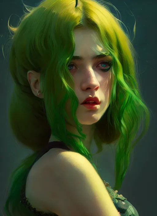 Prompt: young angry woman, beautiful girl, full body, green hair, cowboy hat, realistic, serov, surikov, vasnetsov, repin, kramskoi, insanely detailed, charlie bowater, tom bagshaw, high resolution, octane rendered, unreal engine, illustration, trending on artstation, masterpiece, 8 k