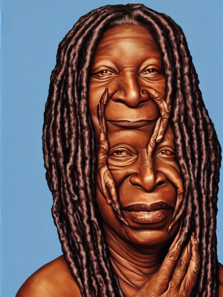 Prompt: portrait of whoopi goldberg, by visionary artist alex grey, painting, hyper realistic, super detailed, high resolution