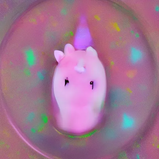 Prompt: unicorn slime, glitter, realistic, product photography