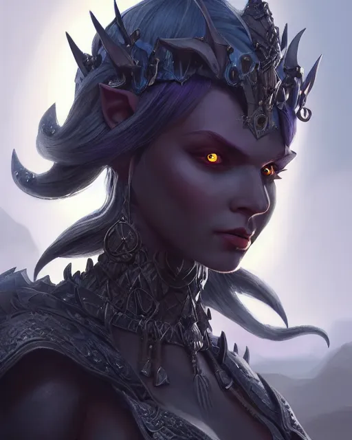 Image similar to dark elf princess, highly detailed, d & d, fantasy, highly detailed, digital painting, trending on artstation, concept art, sharp focus, illustration, global illumination, shaded, art by artgerm and greg rutkowski and fuji choko and viktoria gavrilenko and hoang lap