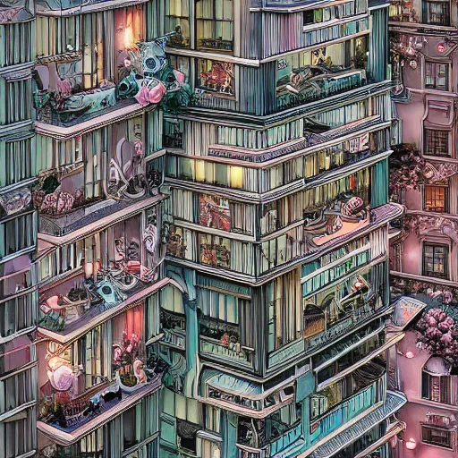 Prompt: crazy moonlit apartments, extremely detailed, sharp focus, wide view, full body shot, smooth, digital illustration, by james jean, by rossdraws, frank franzzeta, mcbess, sakimichan