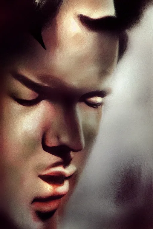 Image similar to elvis presley, gorgeous, ethereal, close - up portrait, intricate, elegant, volumetric lighting, scenery, pencil drawing, highly detailed, artstation, sharp focus, illustration, concept art, ruan jia, steve mccurry