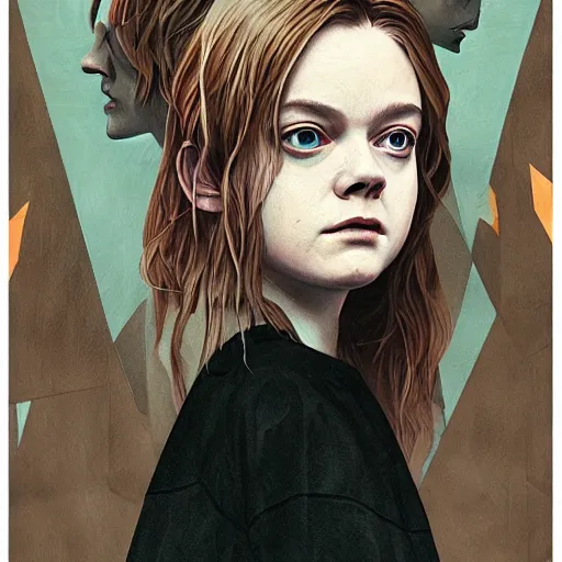 Prompt: Elle Fanning as Mama in Death Stranding picture by Sachin Teng, asymmetrical, dark vibes, Realistic Painting , Organic painting, Matte Painting, geometric shapes, hard edges, graffiti, street art:2 by Sachin Teng:4