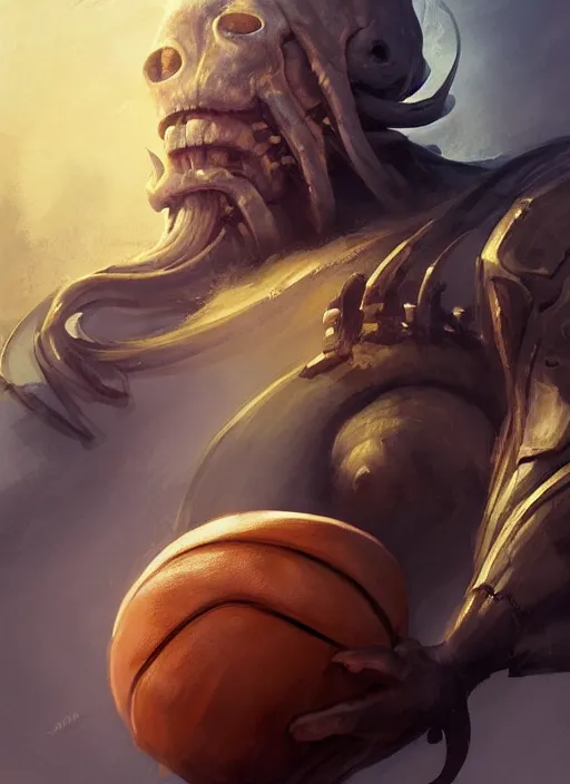 Image similar to Davy Jones holding a basketball, elegant, digital painting, concept art, smooth, sharp focus, illustration, from StarCraft by Ruan Jia and Mandy Jurgens and Artgerm and William-Adolphe Bouguerea