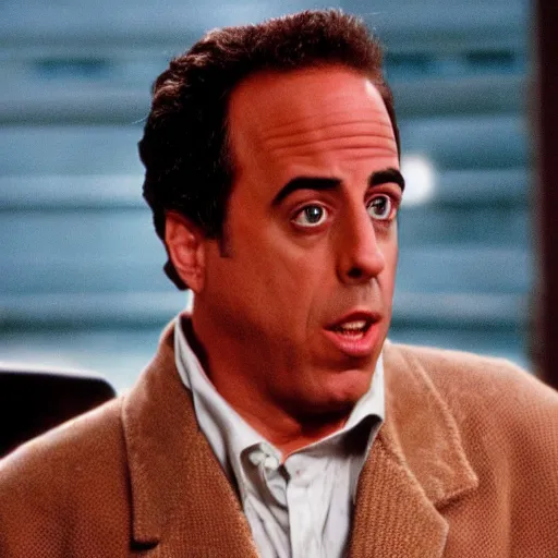 Image similar to jerry seinfeld as an evil scary monster, movie still