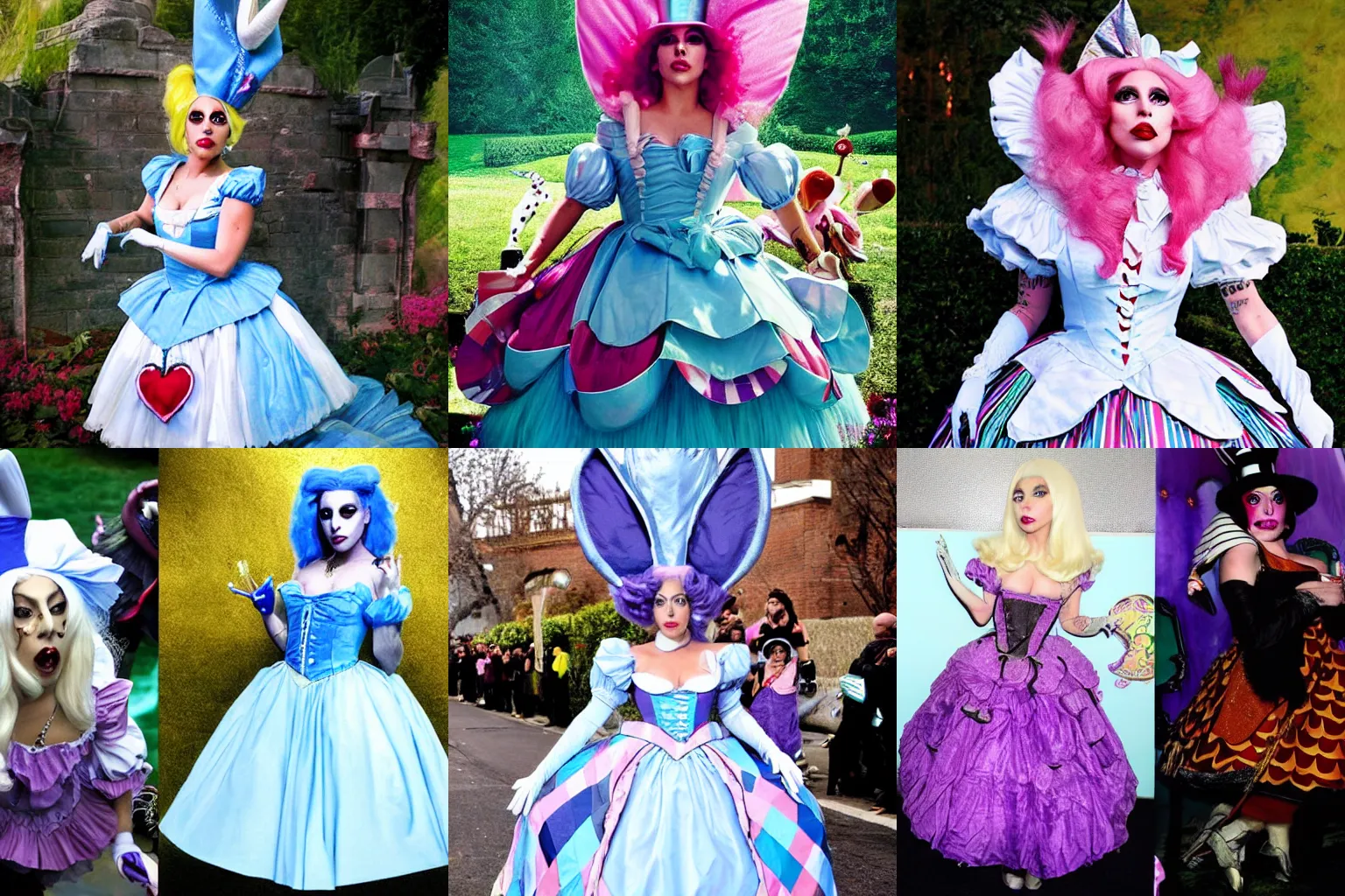 Prompt: Lady Gaga as Alice in Wonderland