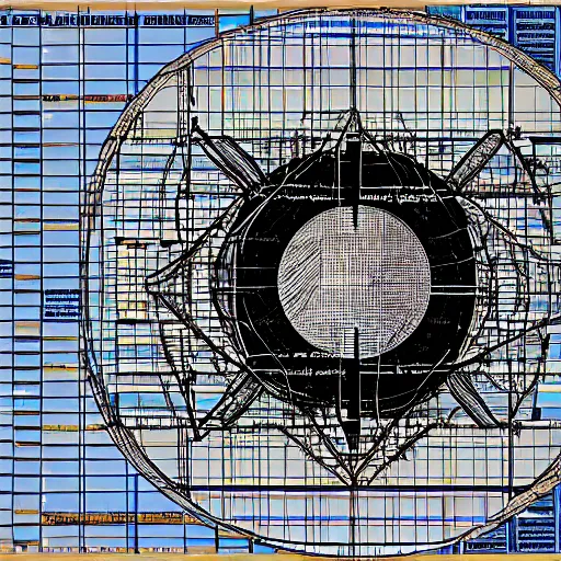 Image similar to synchrotron's blueprint as Da Vinci sketch