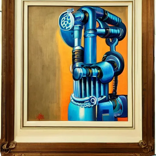 Prompt: italian futurism painting of industrial robot arms