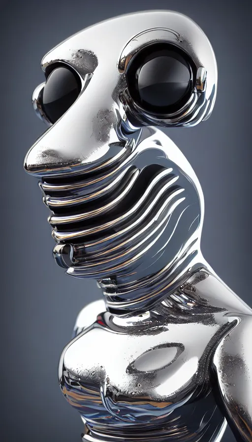 Image similar to hyperfuturism abstract 3 d object, liquid metal, anthropomorphic, chrome, fur, octane render, high detail, centred