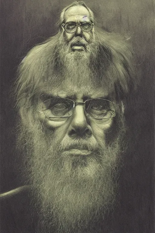 Prompt: portrait of Francis Ford Coppola by Zdzislaw Beksinski