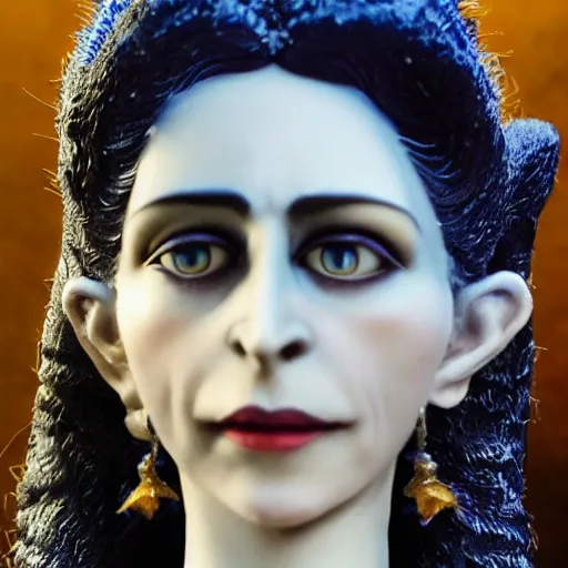 Prompt: photo taken of an epic intricate, ultra detailed, super realistic bust of a majestic gracious regal beautiful aristocratic victorian female vampire stop motion puppet created by weta workshop directed by tim burton, menacing, some zoomed in shots, photorealistic, sharp focus, extremely cold blueish colour temperature, 3 5 mm, f 1. 4