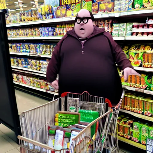 Prompt: obese harry potter in the grocery store, 4 k