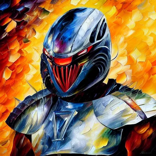 Prompt: portrait painting of The Predator by Leonid Afremov, high tech armor, hyperdetailed!