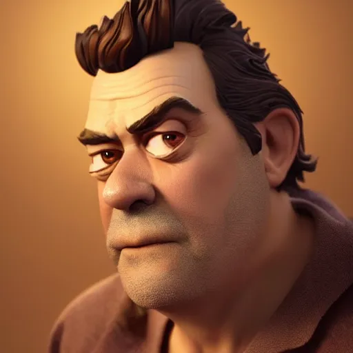 Prompt: A beautiful 3d render of a portrait of a handsome older man by danny mcbride, in pixar style with dramatic lighting and depth of field, bokeh, trending on artstation, cgsociety, vray, octane render, disney