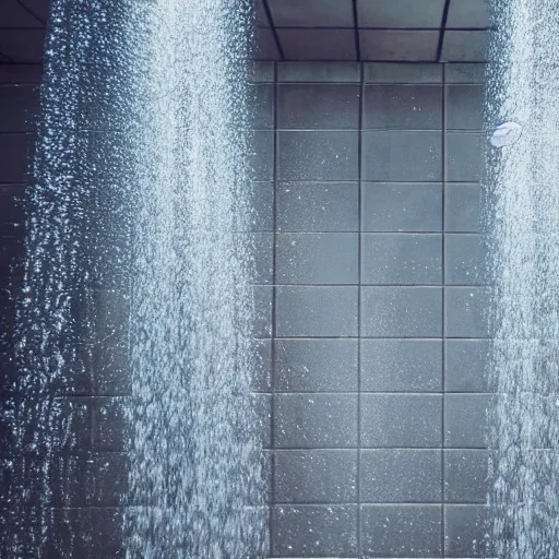 Prompt: photo of a running shower. underwater