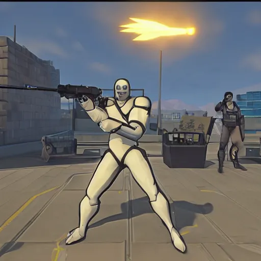 Image similar to Screenshot of Wojak as an Overwatch hero