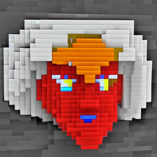 Image similar to donald trump bust artwork made from minecraft blocks, detailed voxel art