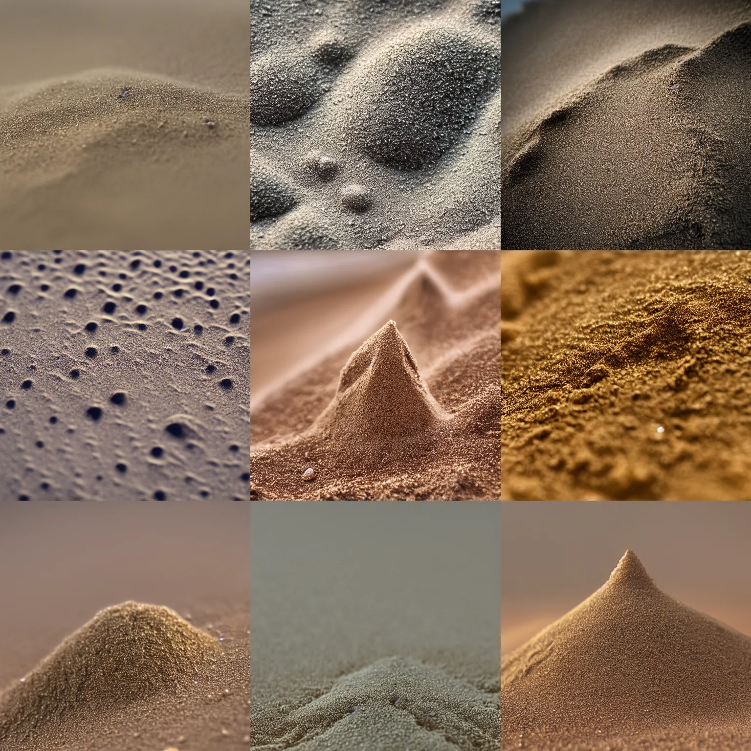 Prompt: Macro photography of sand, depth of field