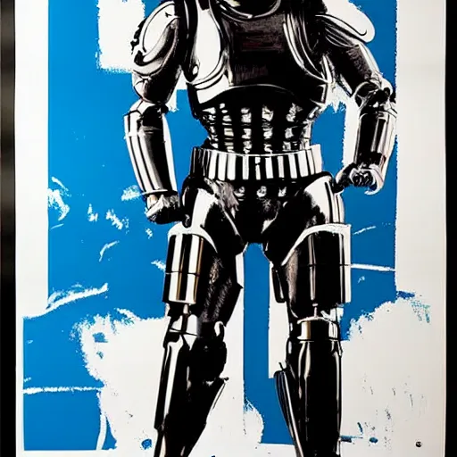 Image similar to RoboCop silkscreen poster by Andy Warhol