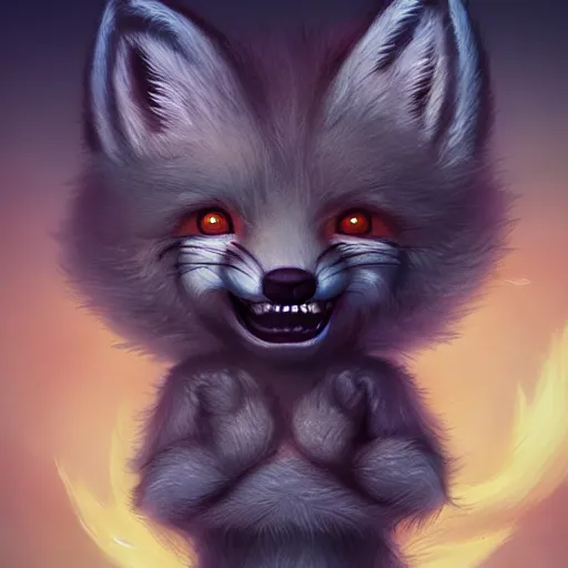 Image similar to funny furry cute little fox monster by artgerm and beeple and charlie bowater, soft lighting, solid background,