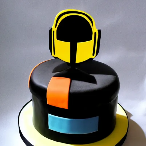 Prompt: daft punk themed cake